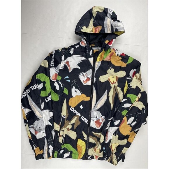 Members Only Looney Tunes Windbreaker Youth Sz 14/16 Hooded Full Zip Mesh Lined - Picture 2 of 9